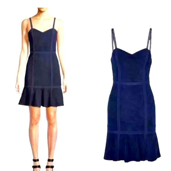 Alice + Olivia LAMBSKIN LEATHER DARK NAVY BLUE STUNNING - Picture 1 of 11